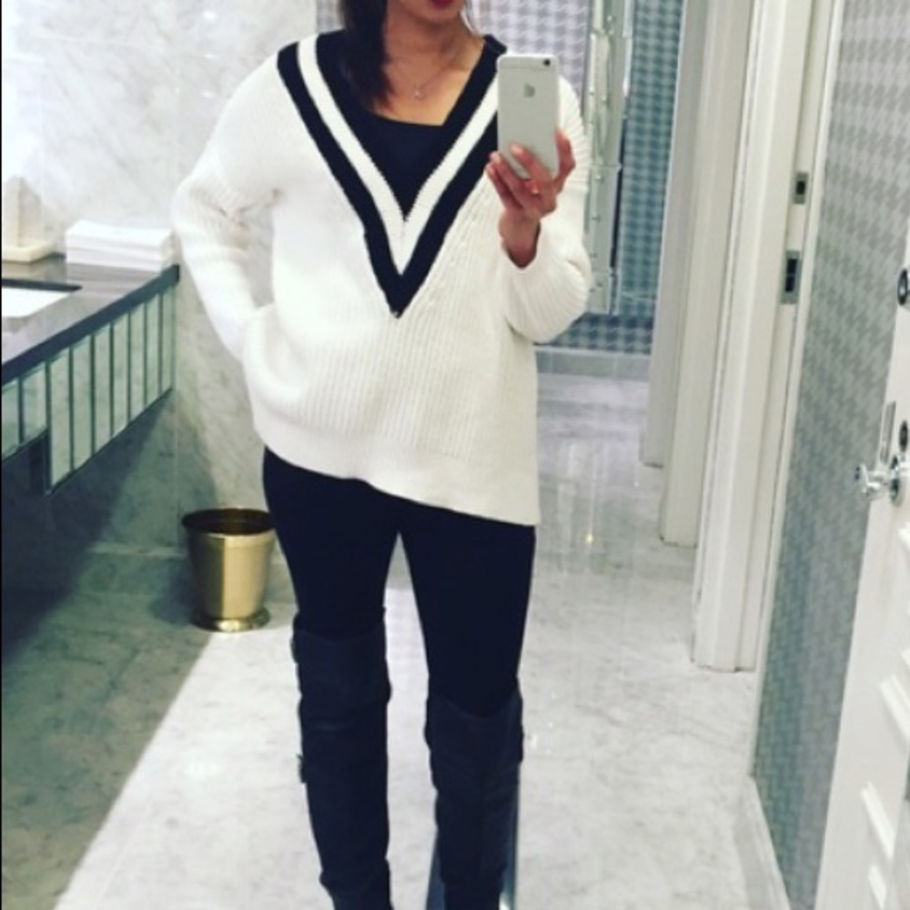 Varsity V neck sweater